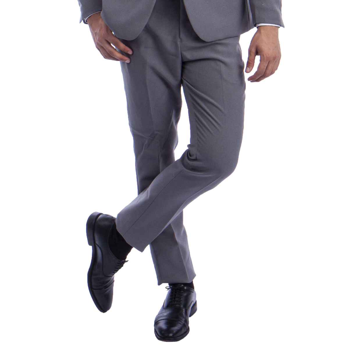 Light Grey Polyester Hybrid Fit Mens Suit 2pc by Vitto