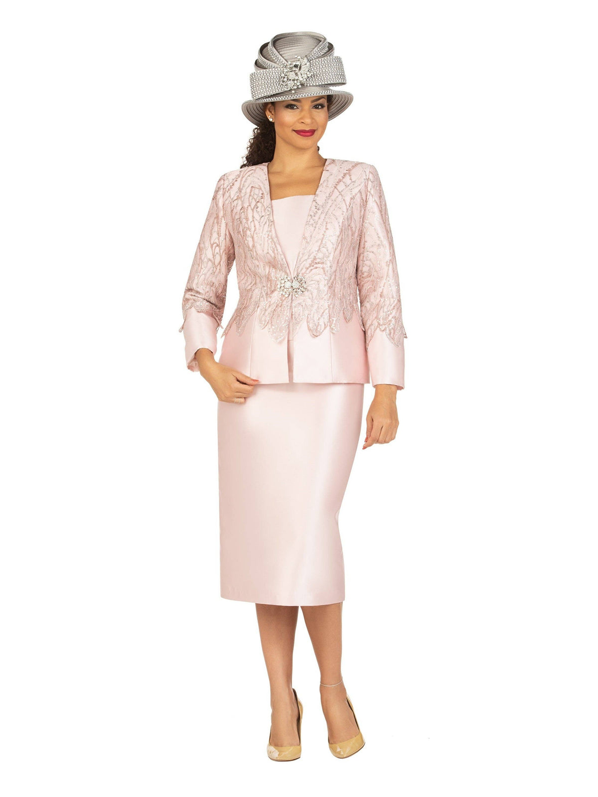 3pc Lux Lace&Sqns Ovrly Skt Suit-Plus