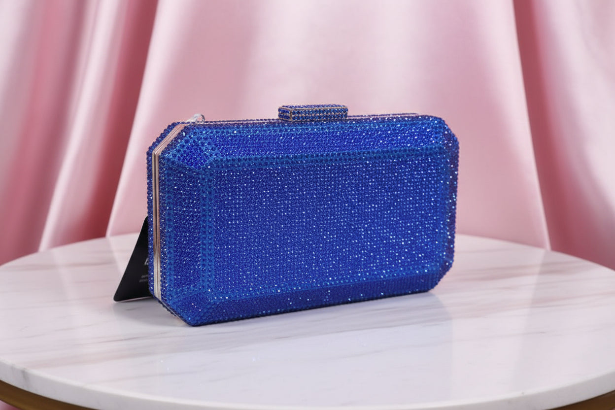 Bold Blue Rhinestone Clutch