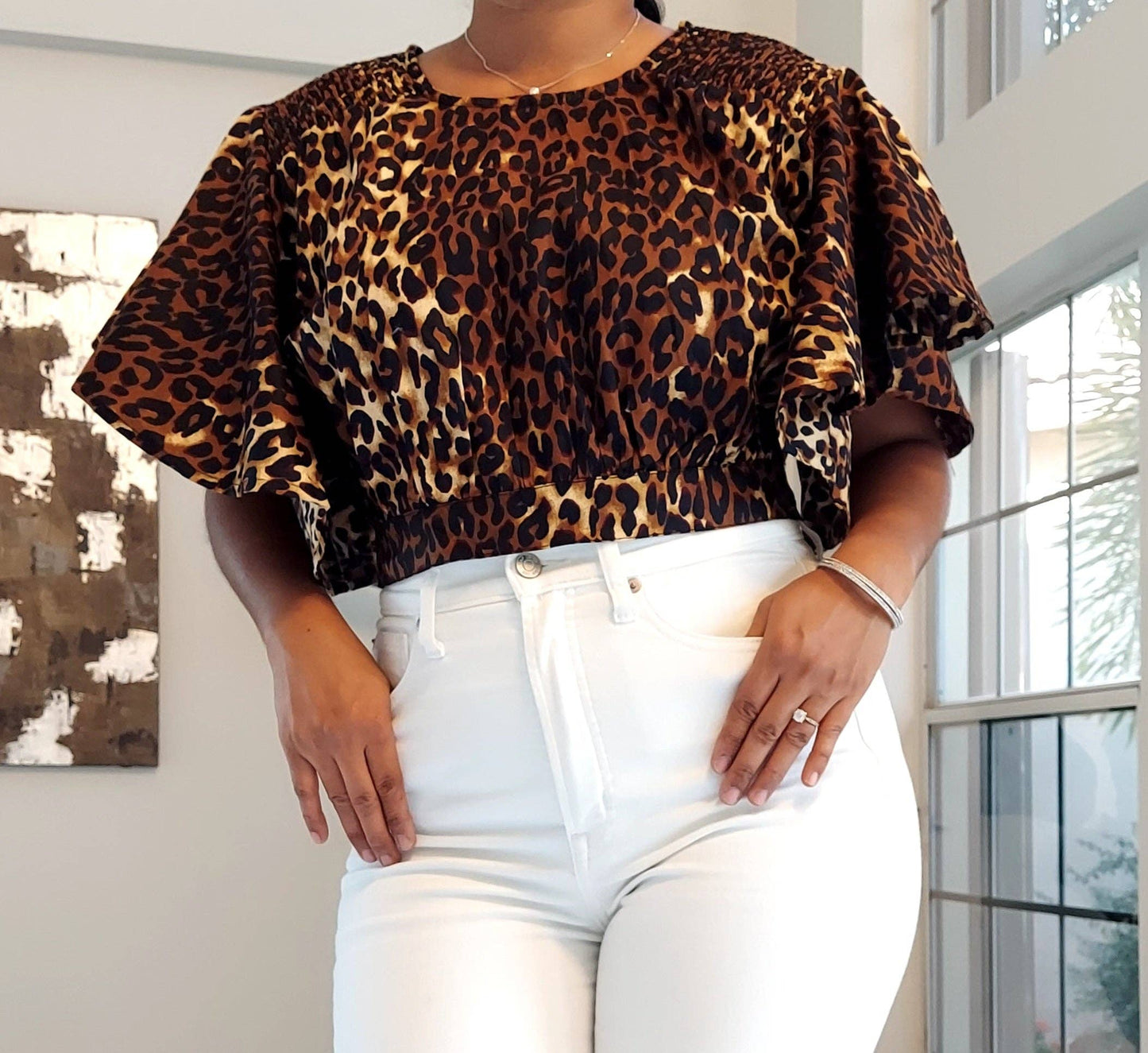 Crop Top/ Brown Animal Print