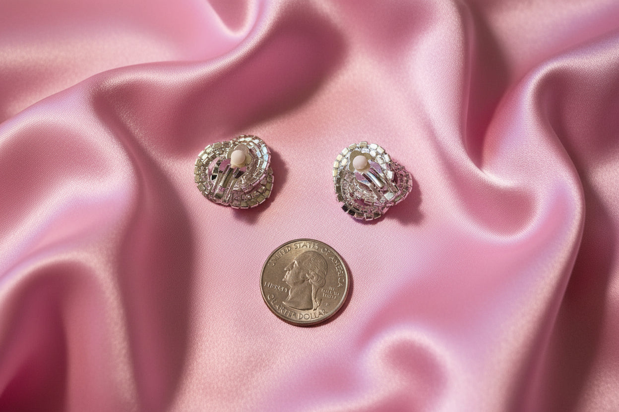 Clip On-Rhinestone Knotted Earrings