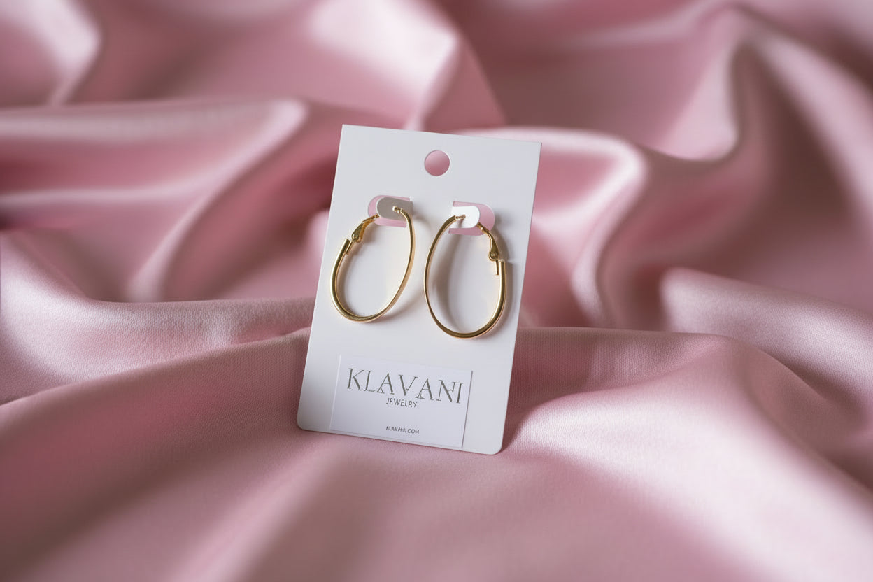 Gold Hoop Earrings - Rect/Rd