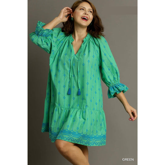 PLUS Embroidery Short A-Line Dress