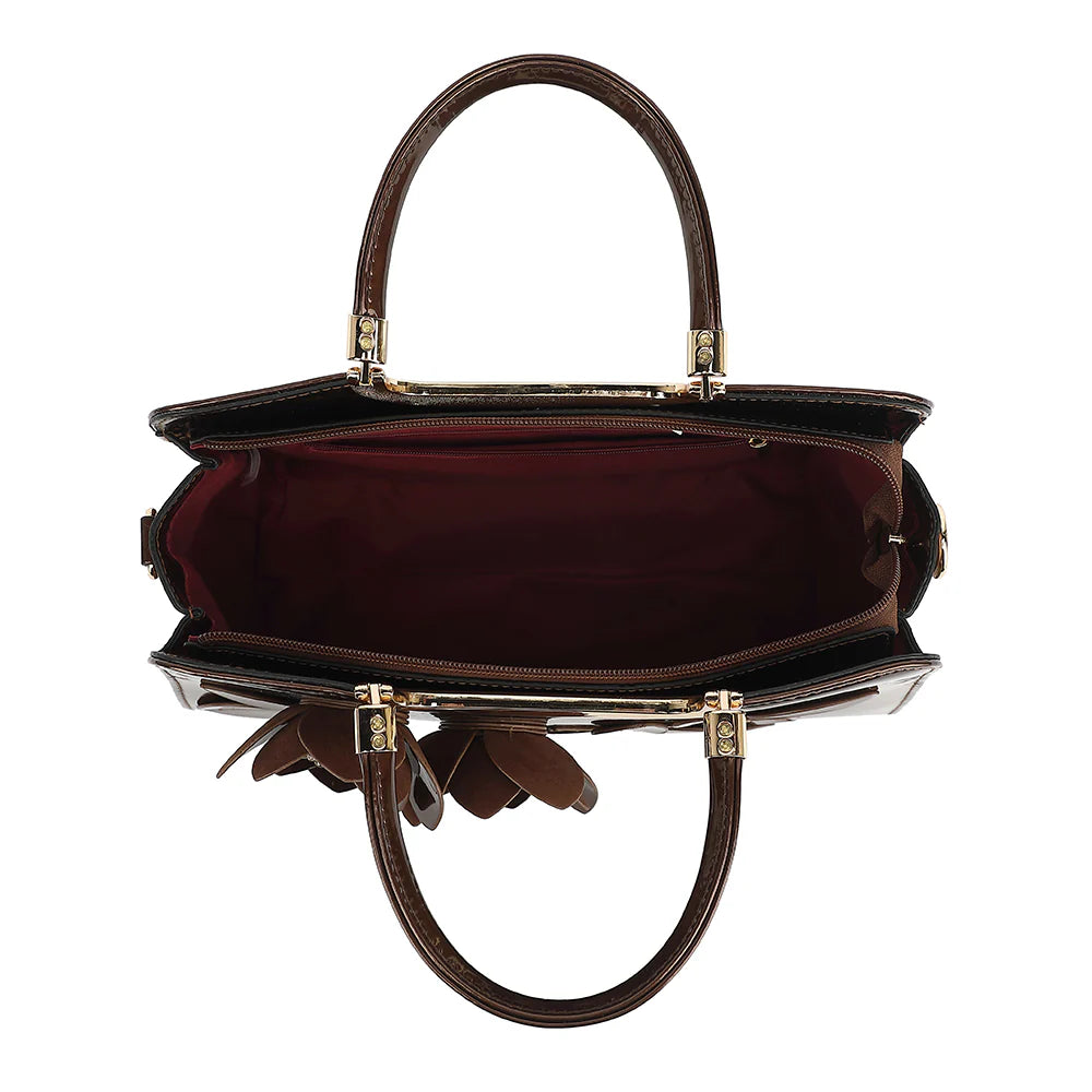 FLORAL PATENT LEATHER SATCHEL