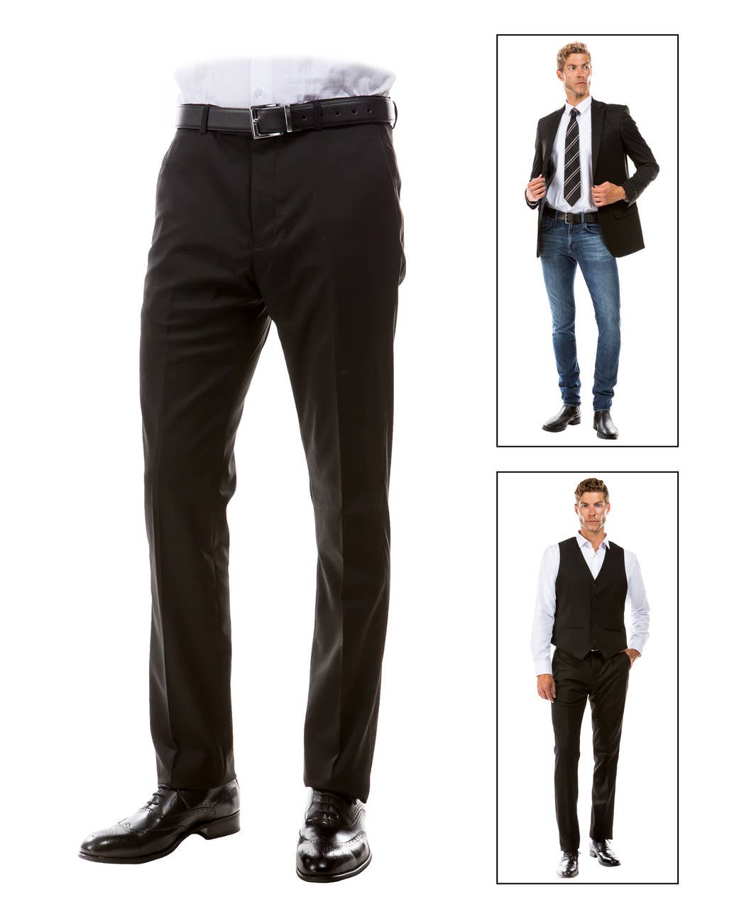 ZeGarie Tailored Fit Suit Separates Mens Trousers, Navy