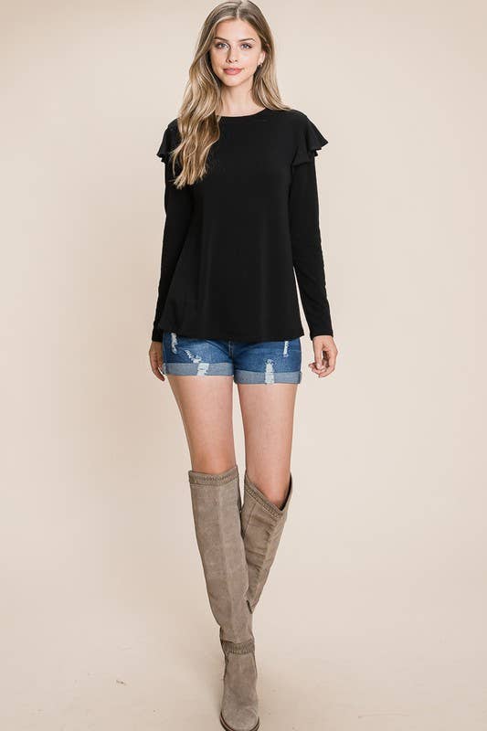 Long Sleeve Ruffle Detail Top