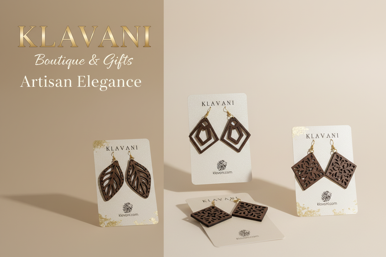 Klavani Wood Earrings (Walnut) – Large