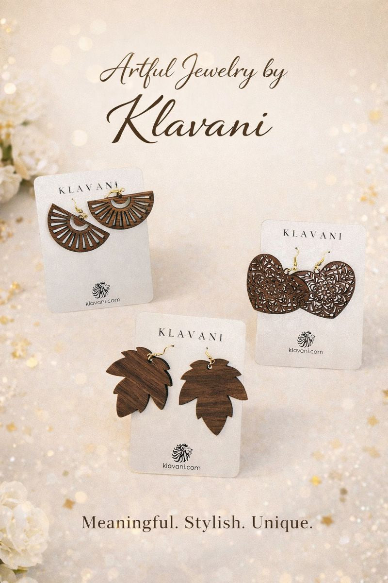 Klavani Wood Earrings (Walnut) – Medium