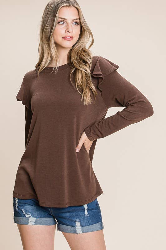 Long Sleeve Ruffle Detail Top
