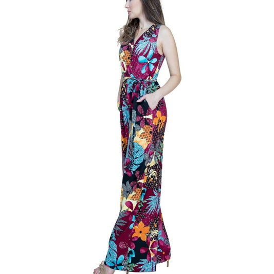 Burgundy Tropical Jumpsuit