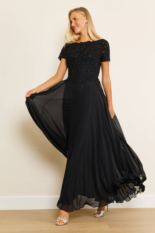 Bridal Evening Gown in Navy and Black