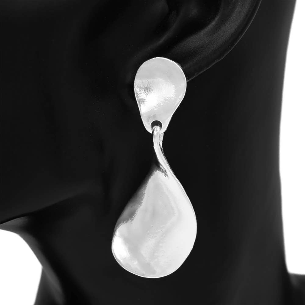 Organic Sculptural Fluid Metal Drop Earrings