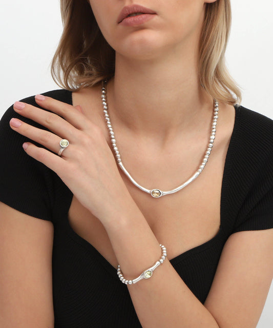 White Yellow Crystal Stone Minimal Jewelry Set