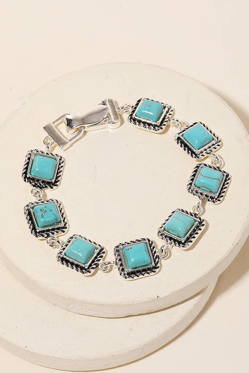 Square Turquoise Chain Link Magnetic Bracelet