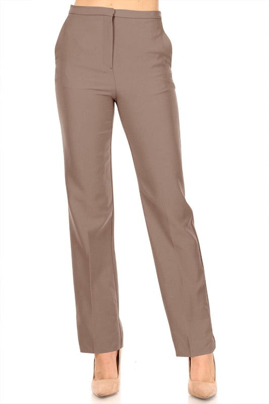 Women's Casual Straight Woven Dress Pants for Office Work