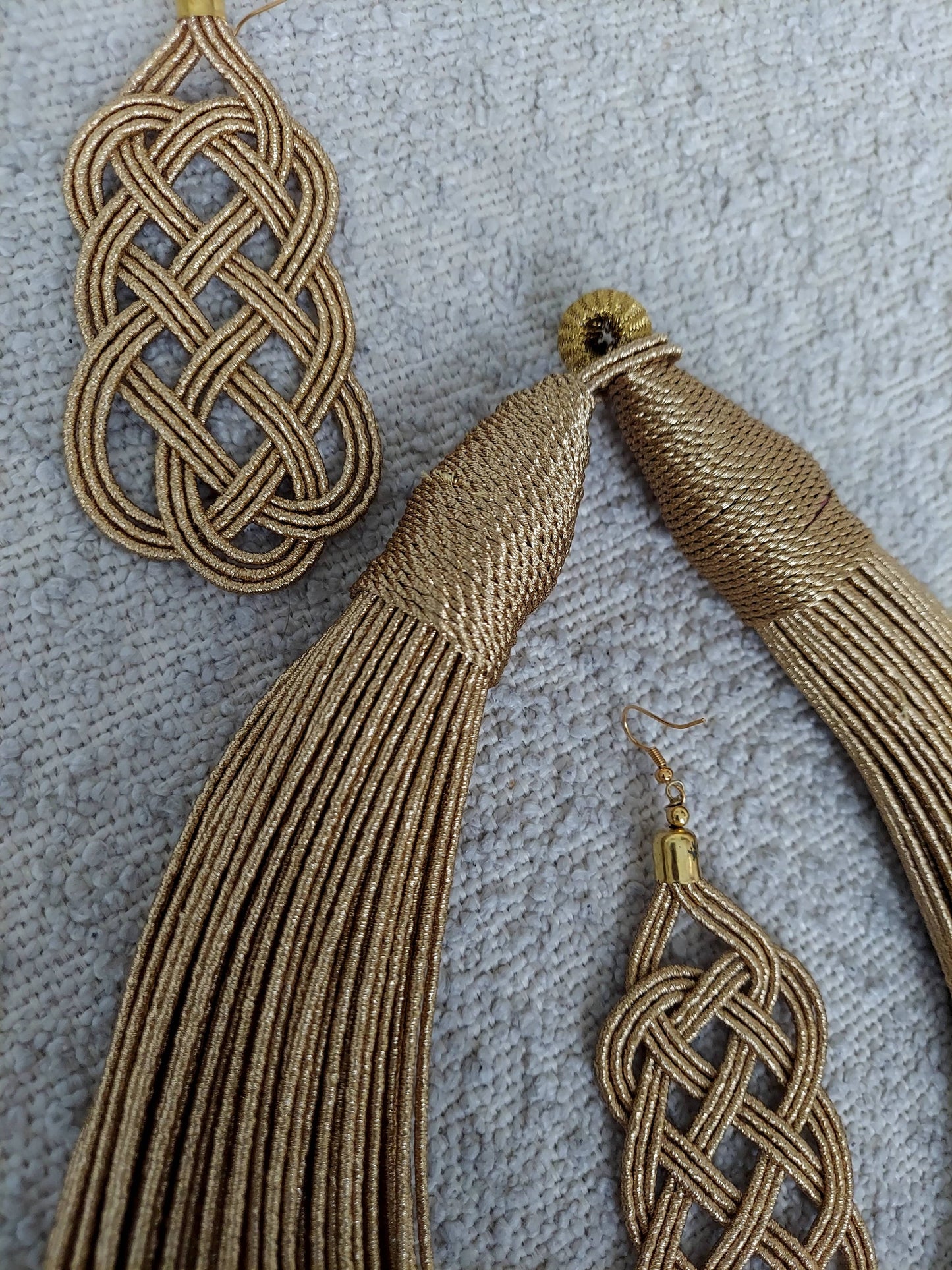Rope Layered Necklace & Earrings Set Gold