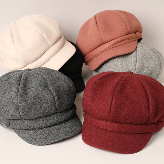 Solid Color Casual Newsboy Cap Cabbie Hat