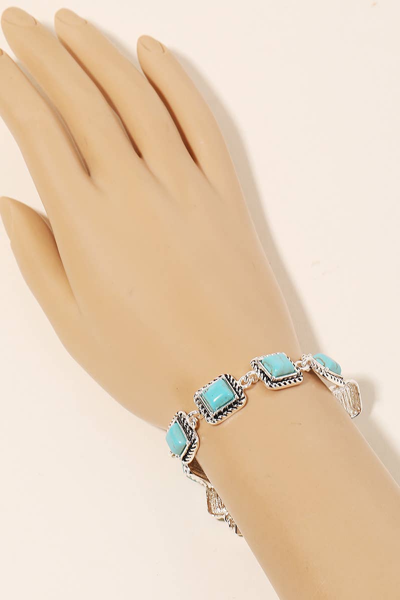 Square Turquoise Chain Link Magnetic Bracelet