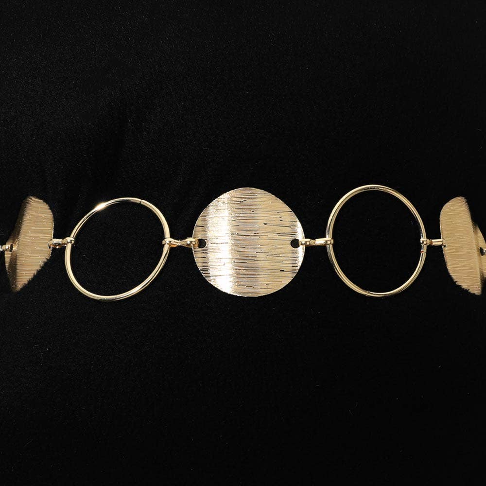Textured Metal Round Link Chain Waist Belt