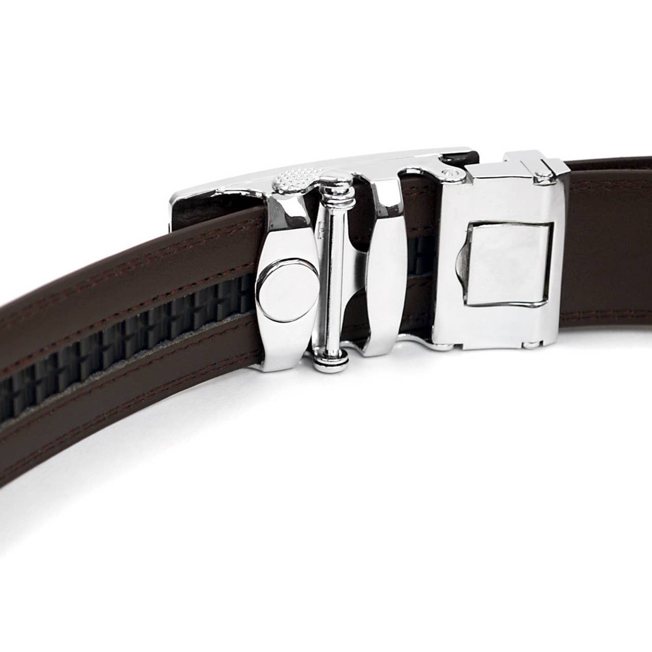 Men's Genuine Leather Sliding Buckle Ratchet Belt-MGLBB70