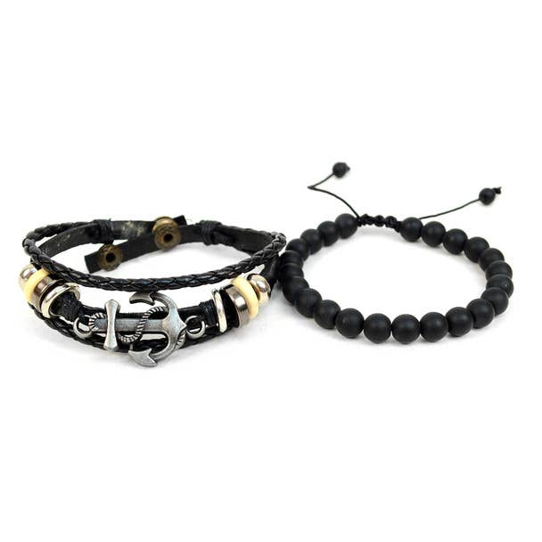 Men's "Anchor" Two Pieces Bracelet Set