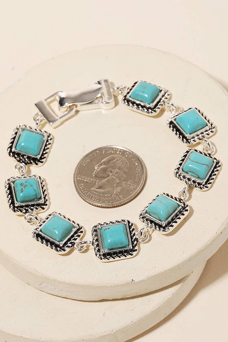 Square Turquoise Chain Link Magnetic Bracelet