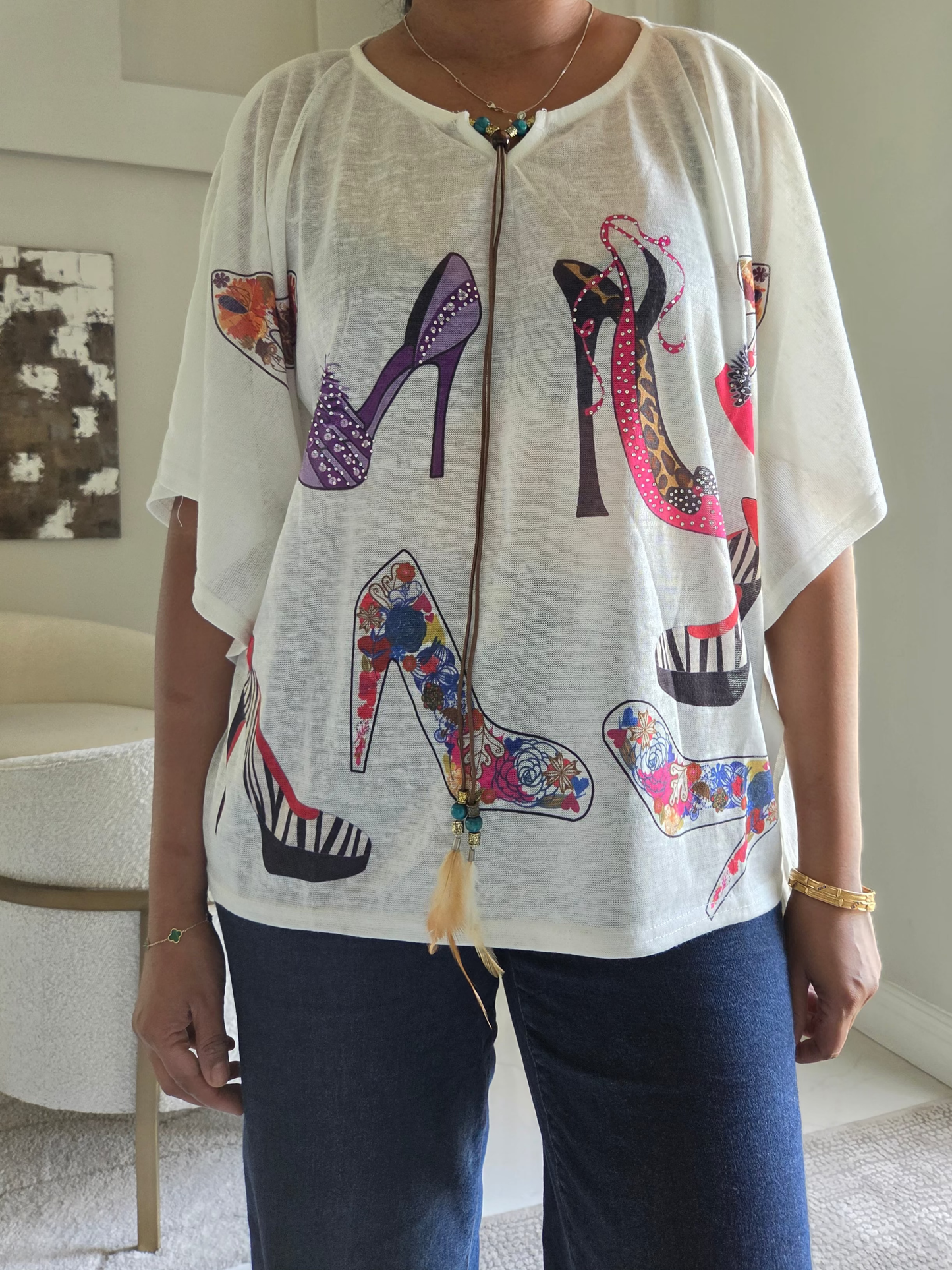 Glitzy Heels Printed Poncho Top