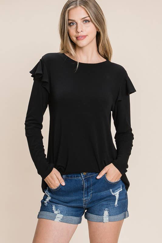 Long Sleeve Ruffle Detail Top