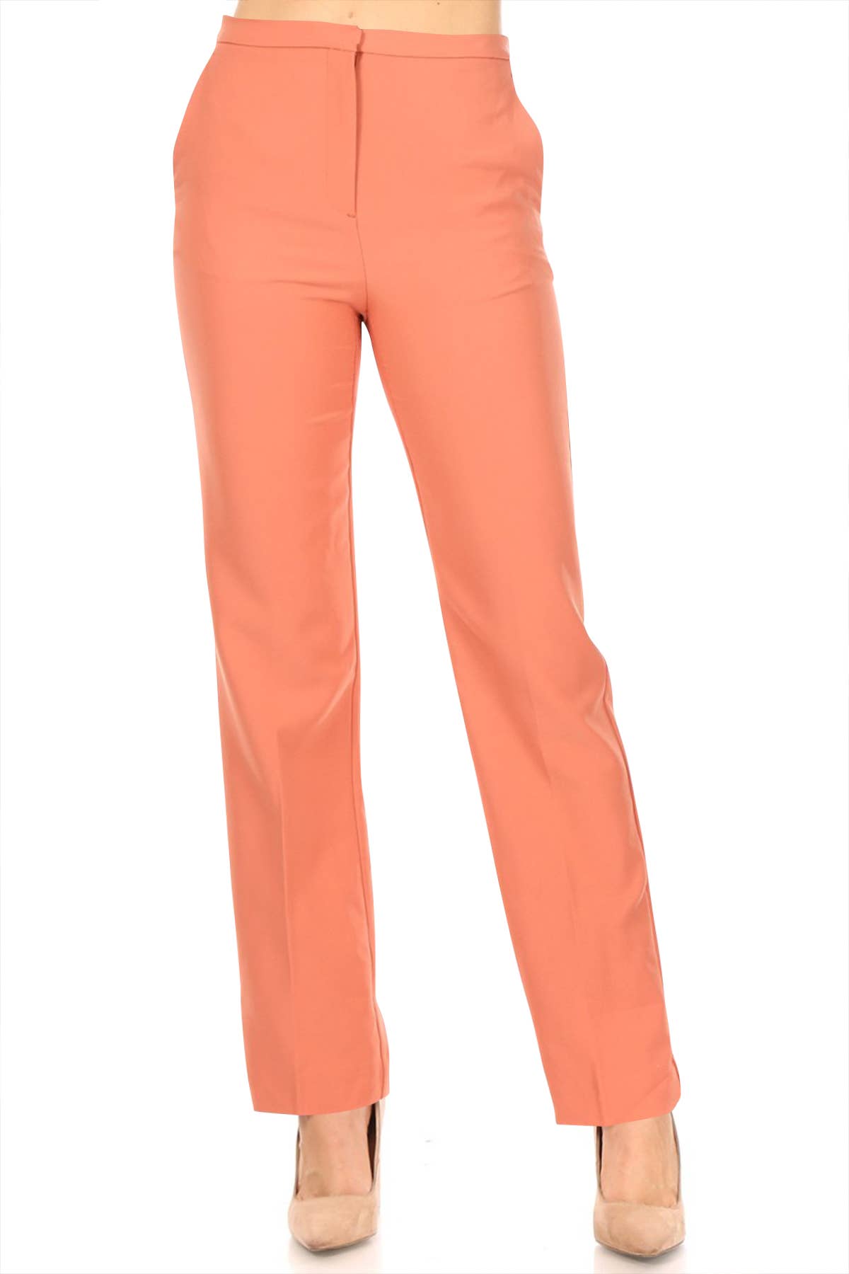 Solid Straight Slim Trouser Slack Pants