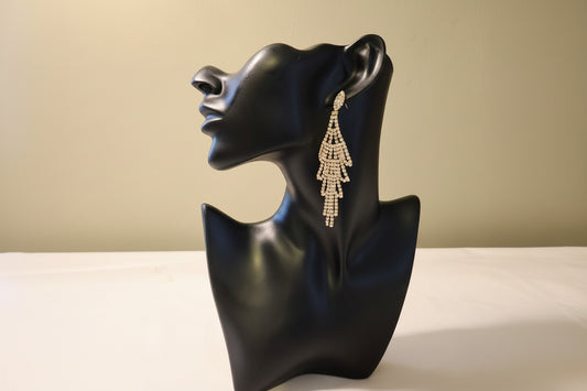 Crystal Rhodium Tassel Drop Earrings