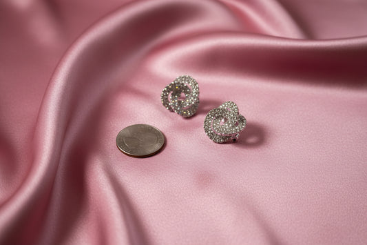 Clip On-Rhinestone Knotted Earrings