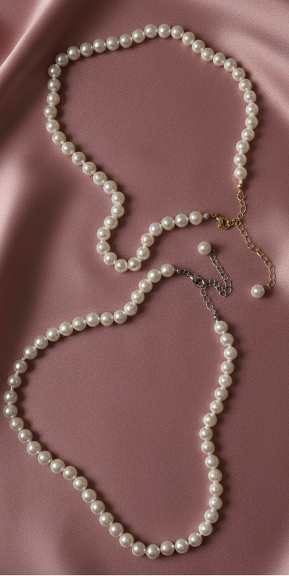 Cream Pearl Necklace & Earrings Set