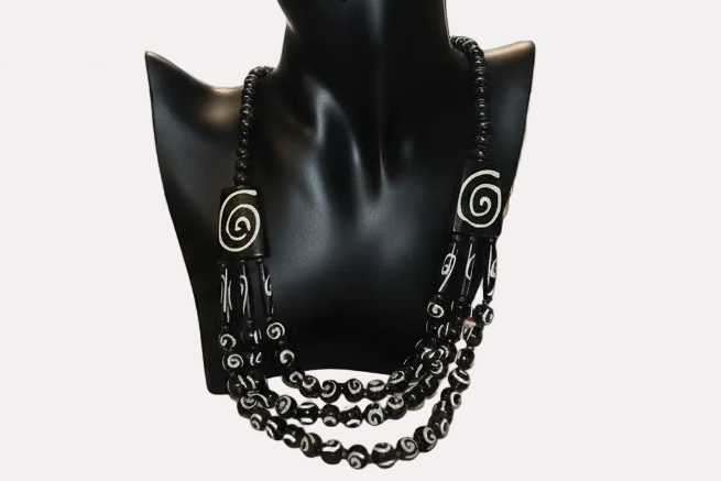 Timeless Black Brown and Bone Resin Earrings