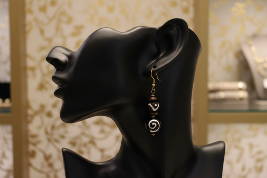 Timeless Black Brown and Bone Resin Earrings