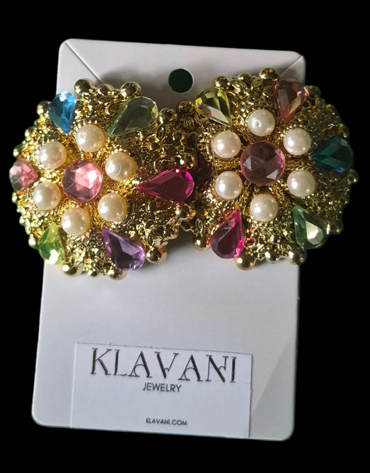 Clip On-Color Pop Rhinestone  Earrings
