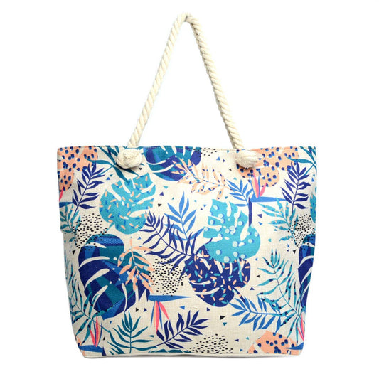 Blue Tropical Leaves Ladies Tote Bag -LTBG1238