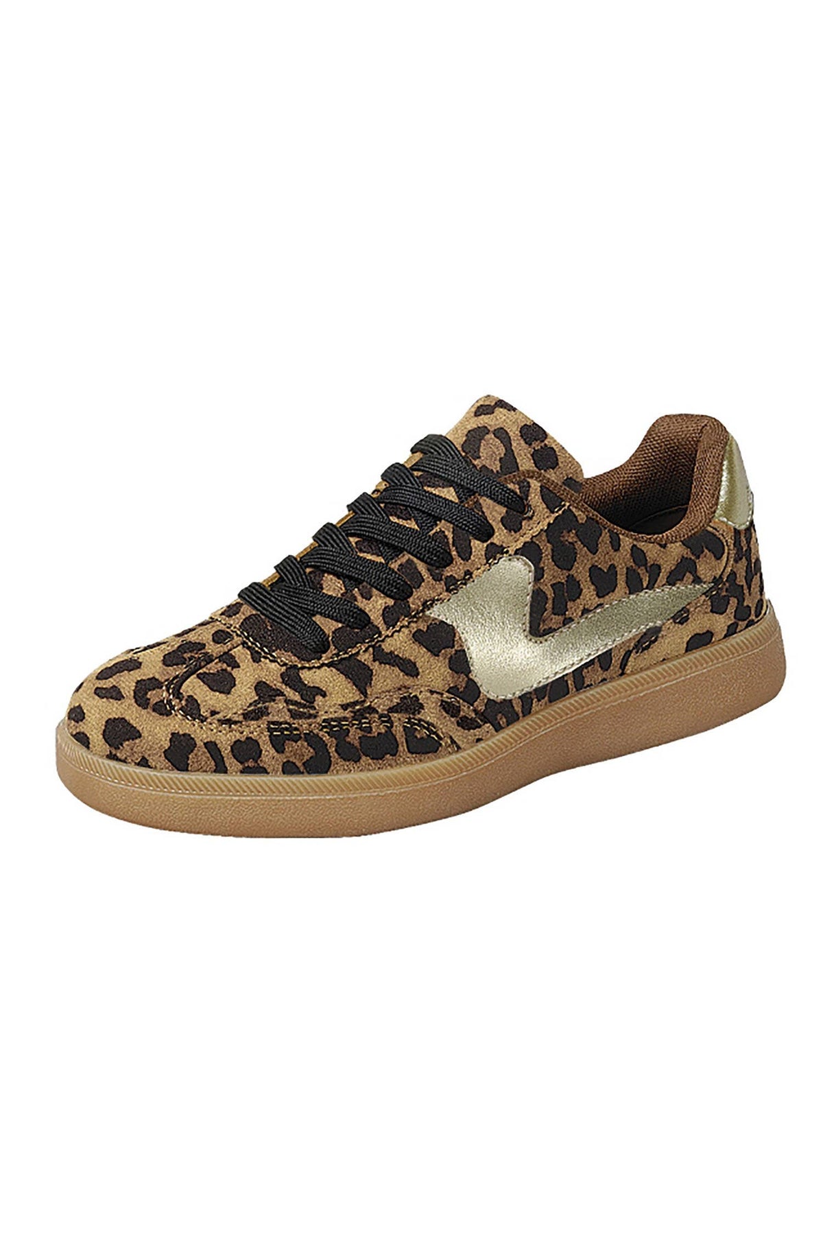 Leopard/Gold Lace Up Womens Sneaker