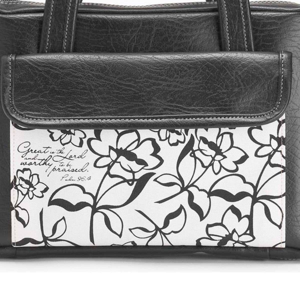 BIBL COV FLORAL BRIEFCASE LG BLK VINYL