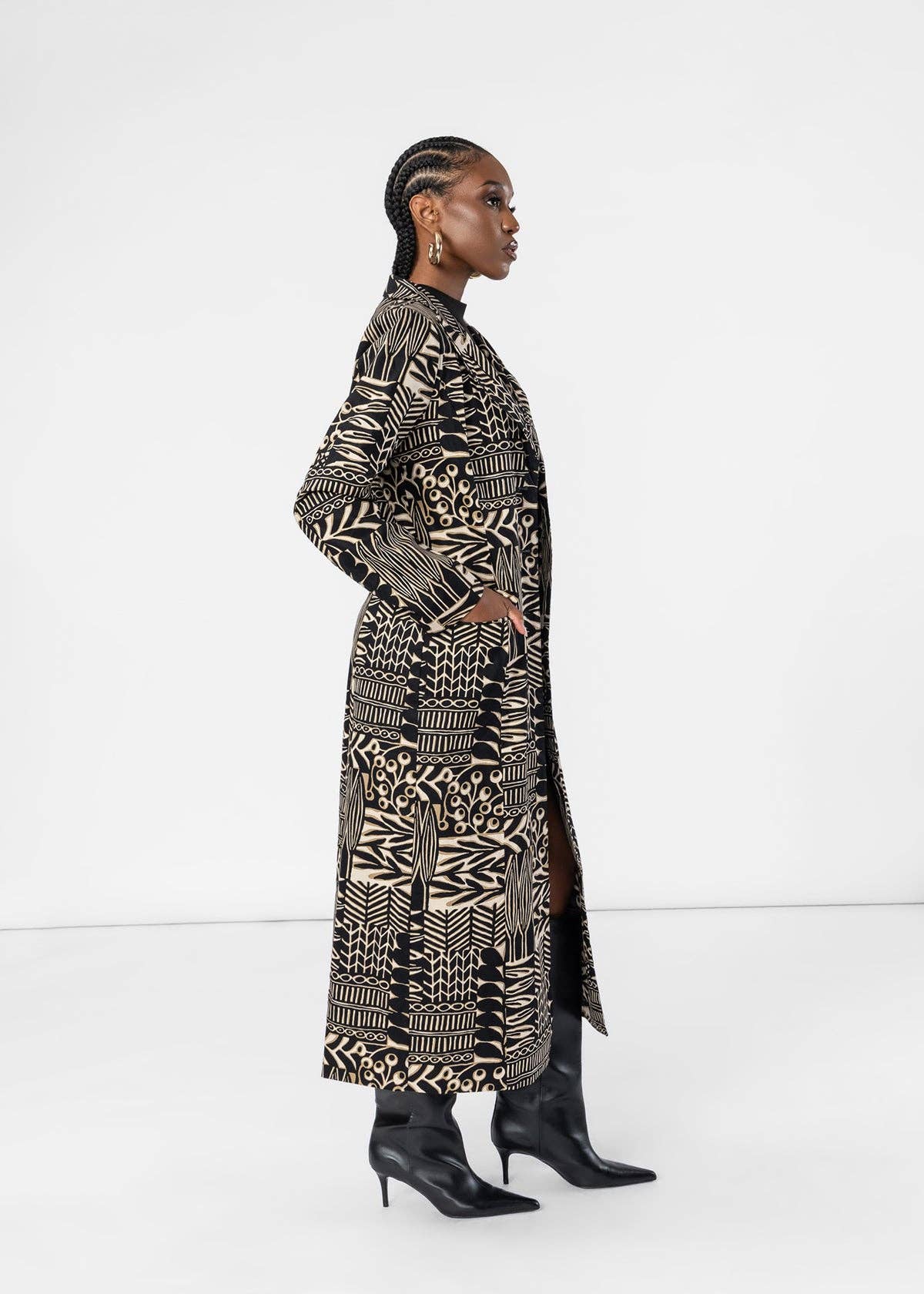 The Laila Heritage Trench Coat | Ebony & Tan Botanical
