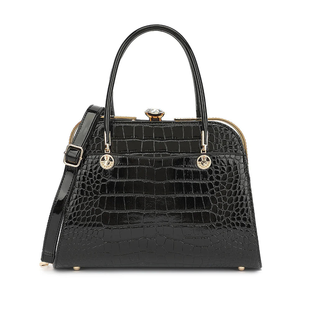 CROC PATENT LEATHER SATCHEL