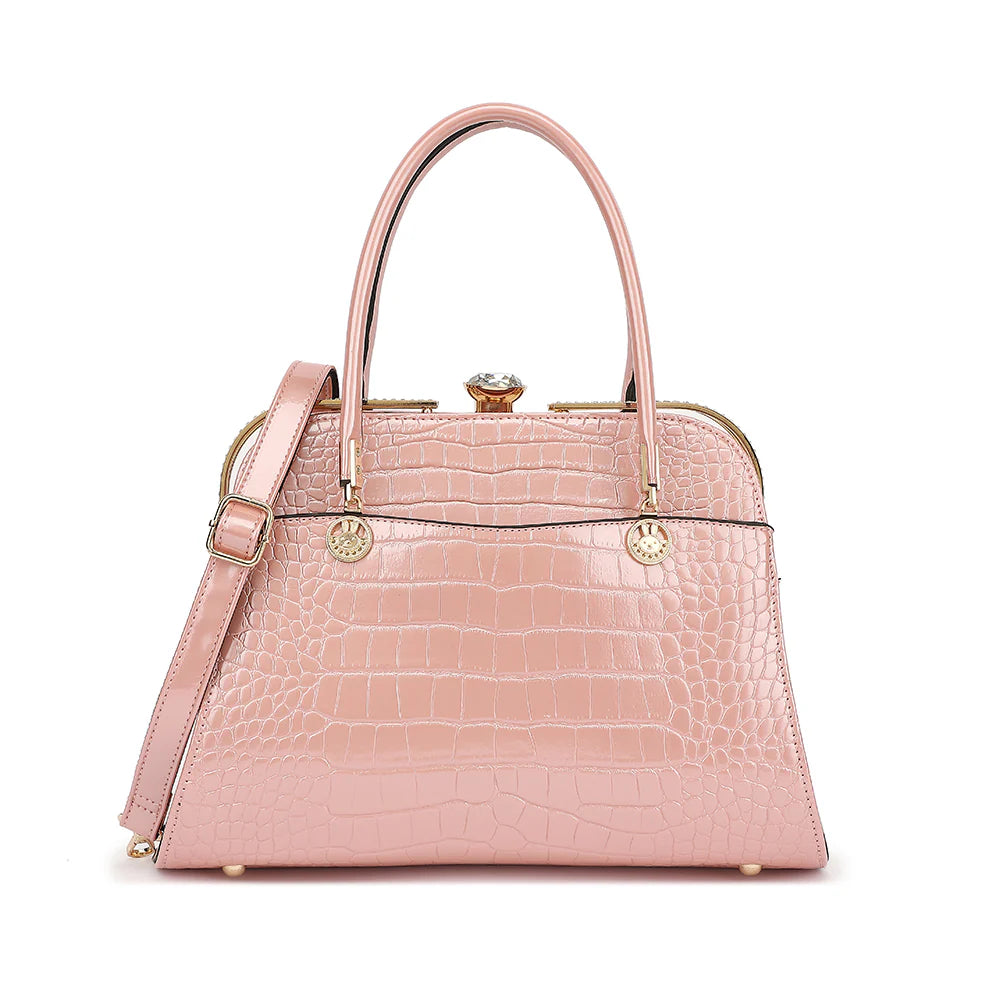 CROC PATENT LEATHER SATCHEL