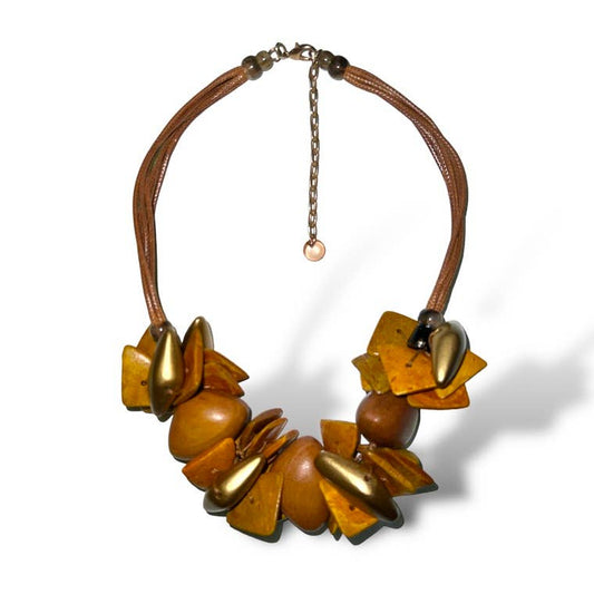 Short Necklace in Yellow/brown