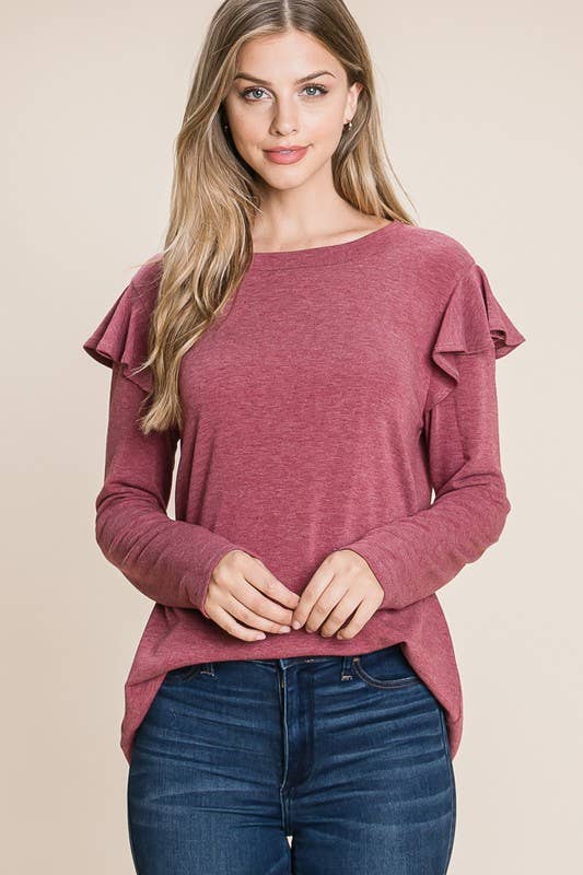 Long Sleeve Ruffle Detail Top