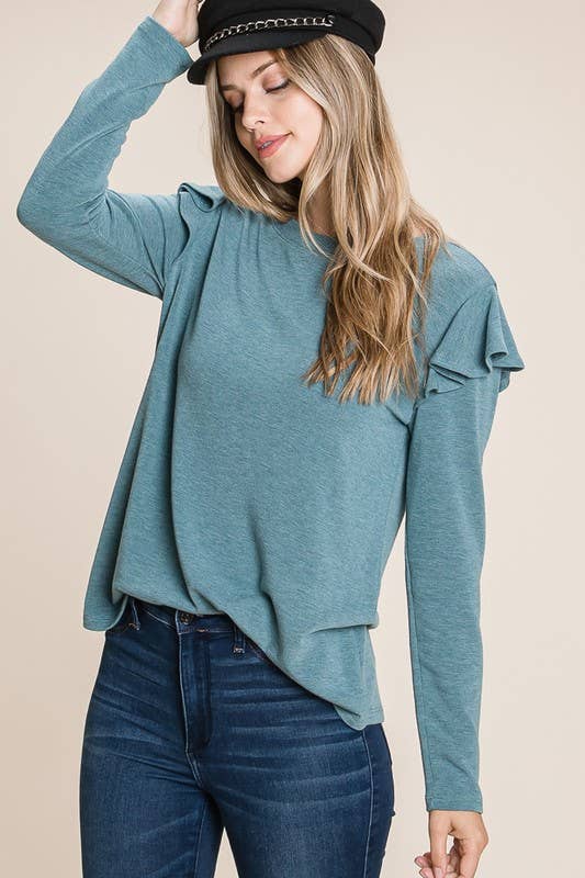 Long Sleeve Ruffle Detail Top