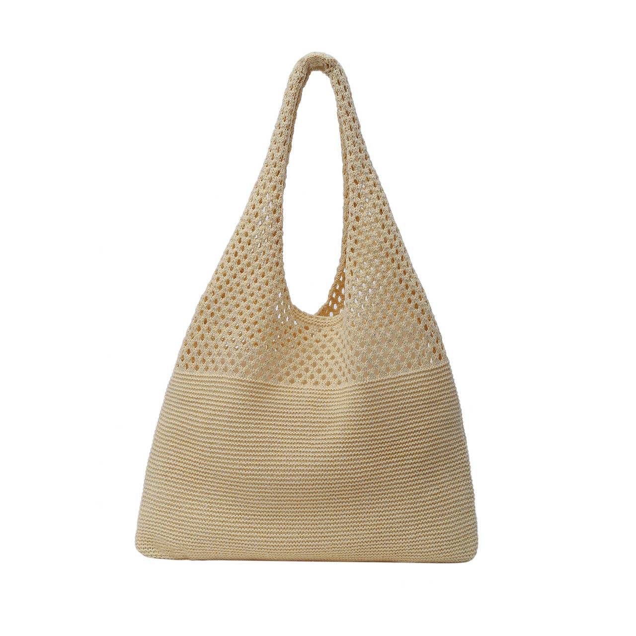 Mesh Knit Bag- Sand- 100% Polyester