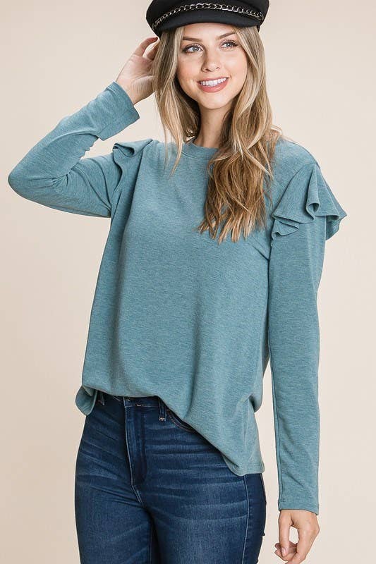 Long Sleeve Ruffle Detail Top