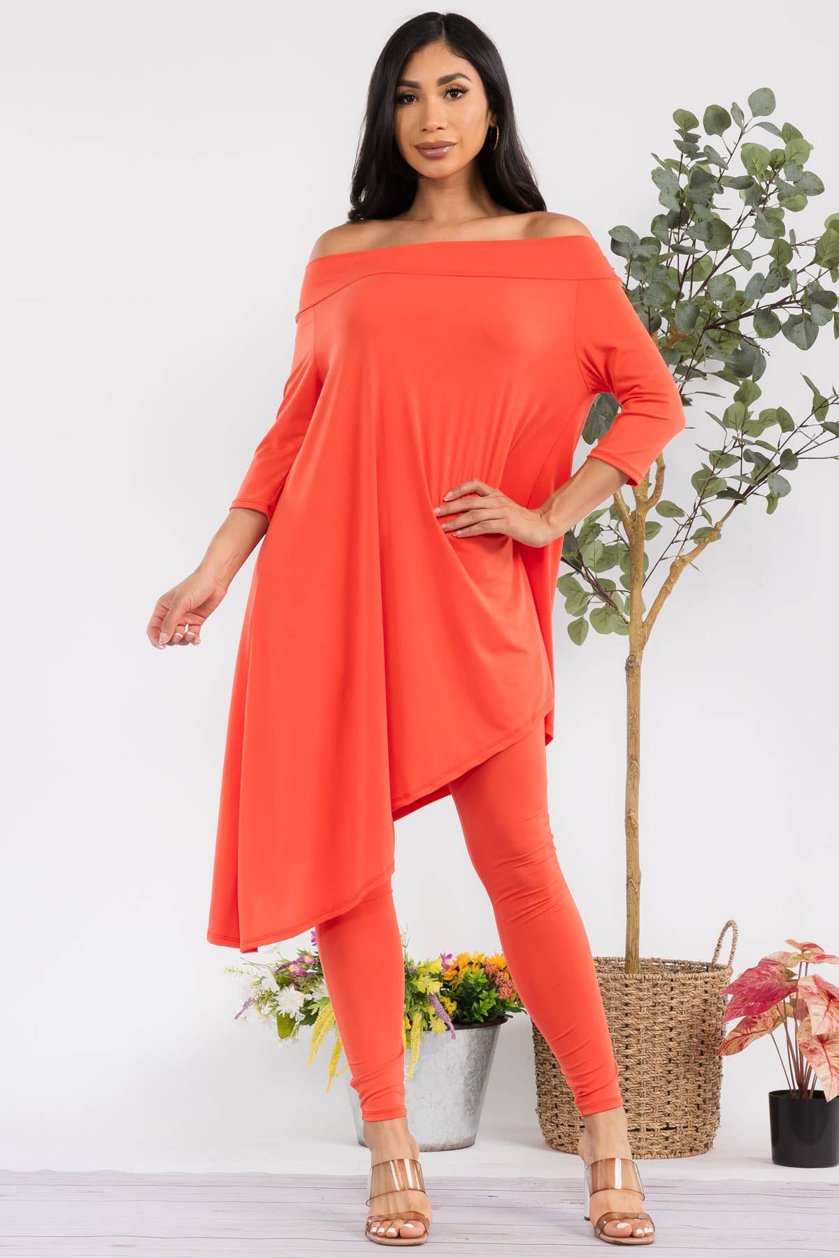 HH690R-S - 2 PC Off Shoulder Top and Legging Set