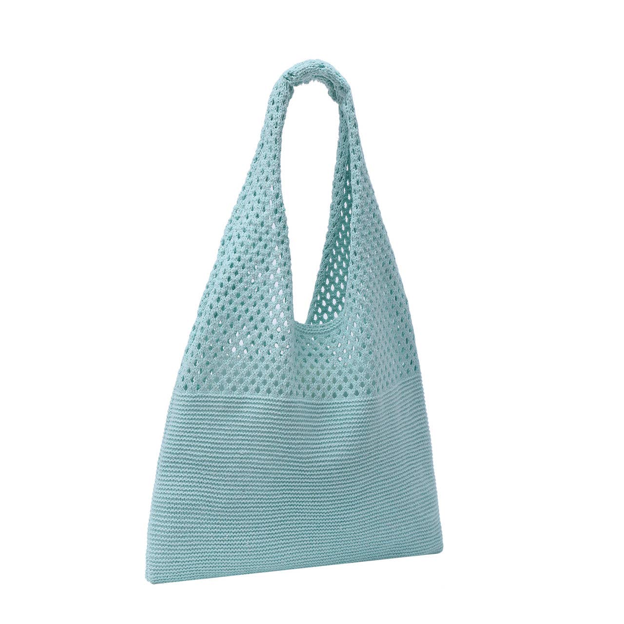 Mesh Knit Bag- Light Blue- 100% Polyester