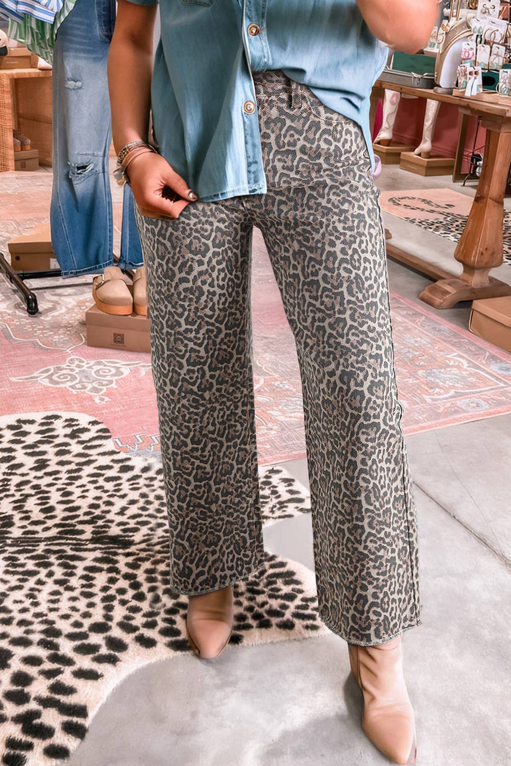 Lovely Leopard Wide Leg Jeans