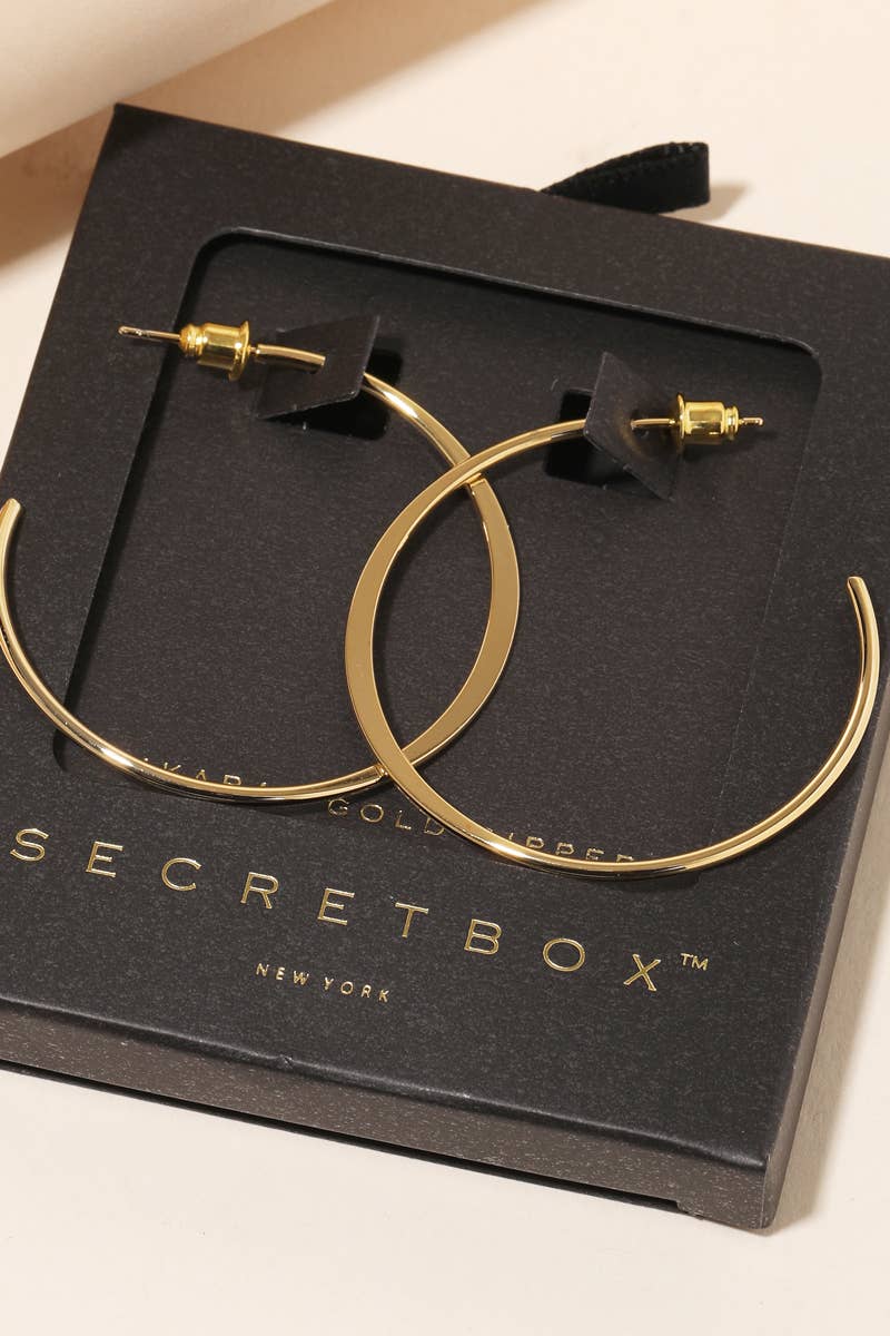 Secret Box Metallic Open Hoop Earrings